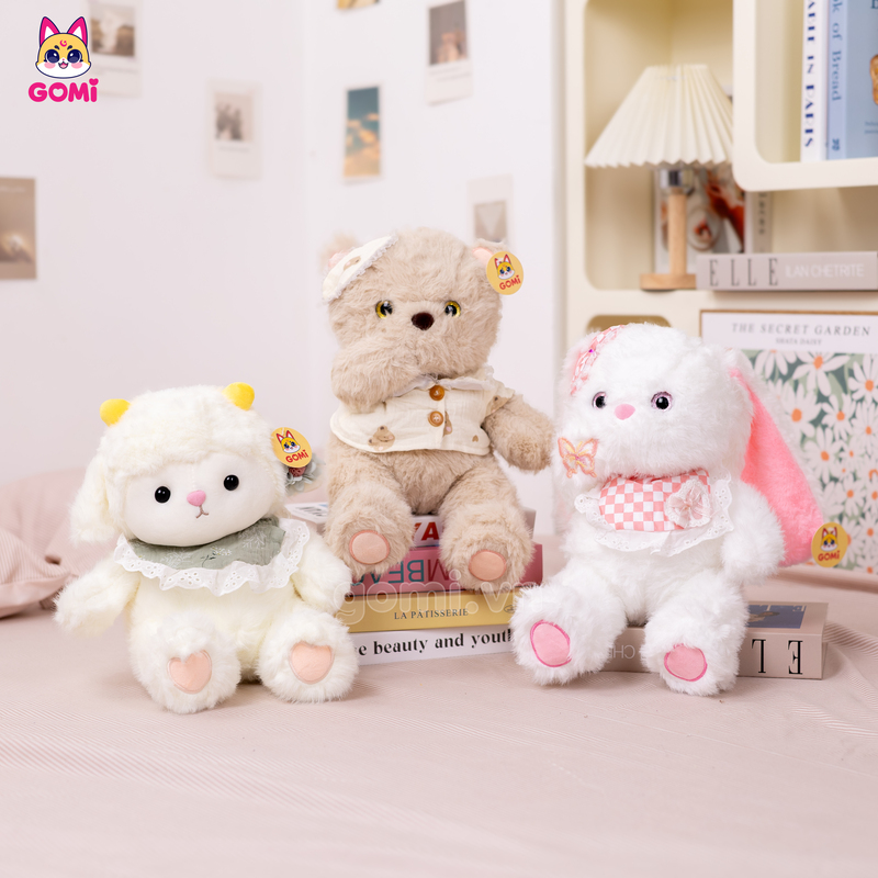 Gấu Bông Bộ Thú Đeo Yếm Đội Nơ