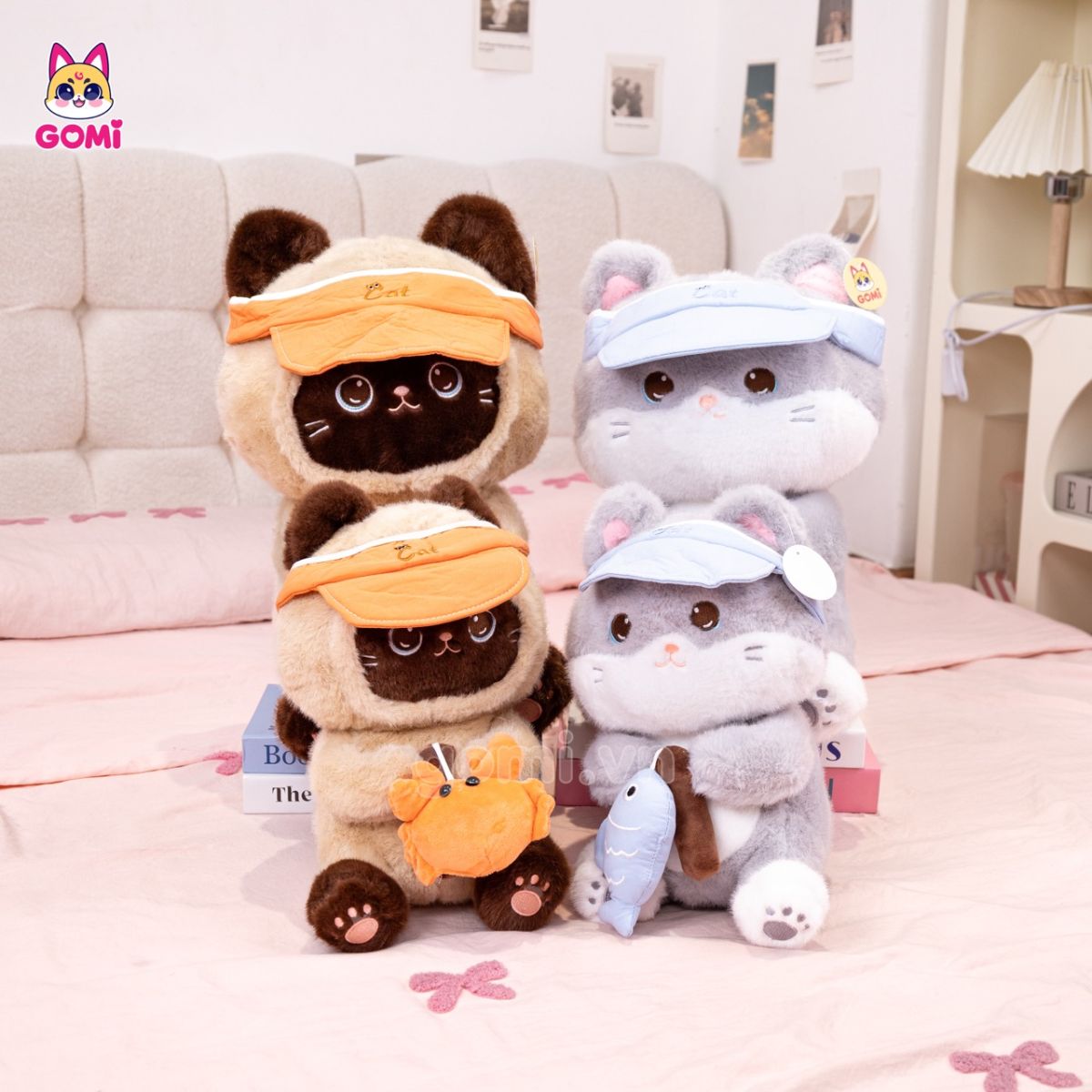 Gấu Bông Mèo Đội Nón Câu Cá