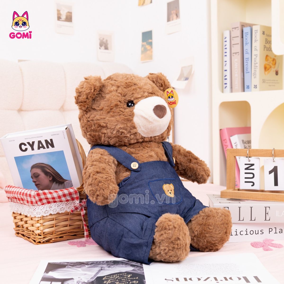Gấu Bông Gấu Yếm Jeans Xanh Đậm