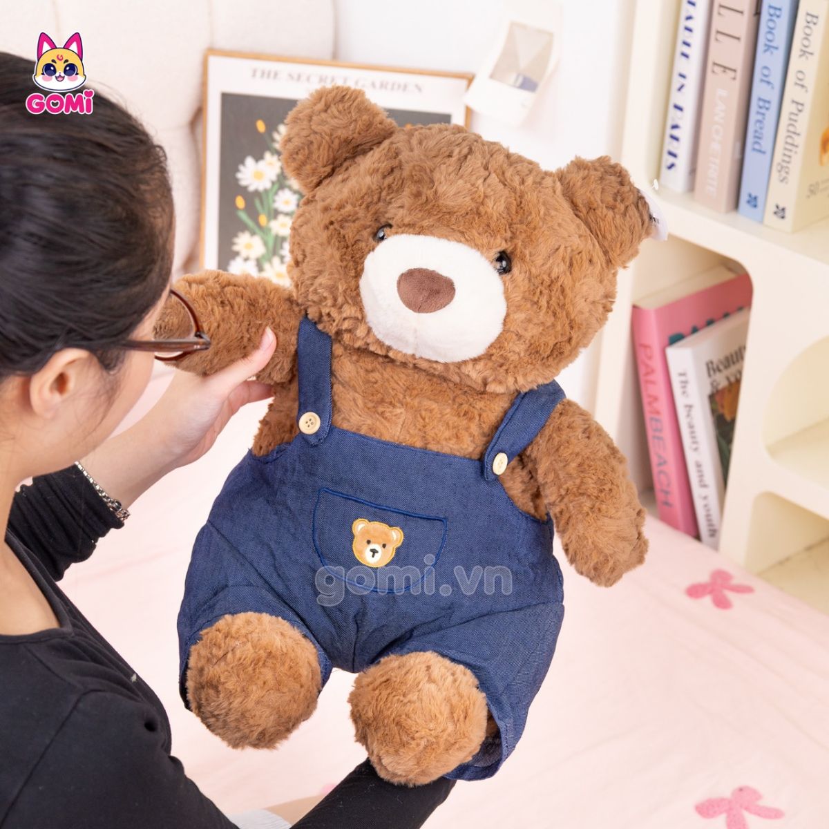 Gấu Bông Gấu Yếm Jeans Xanh Đậm