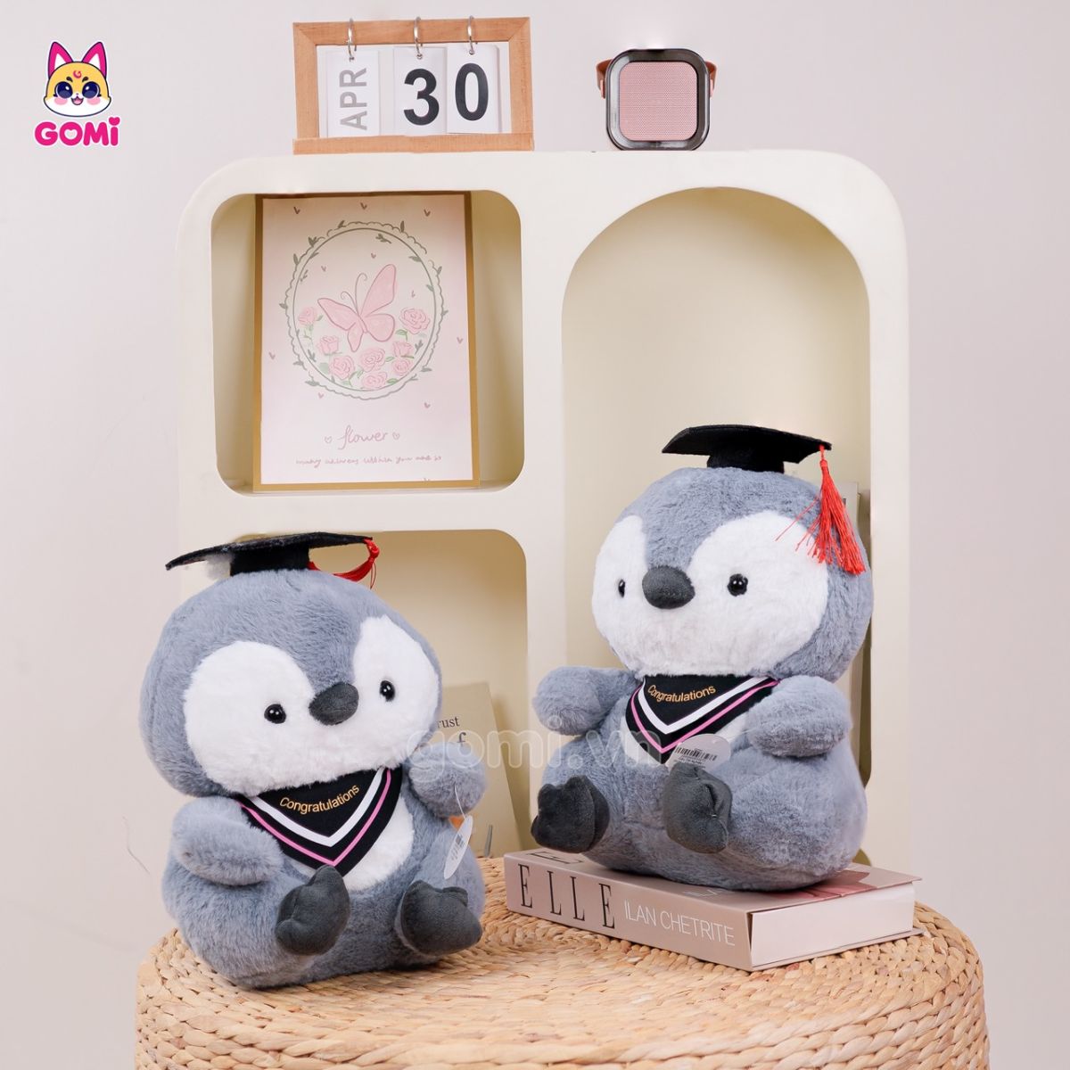 Gấu Bông Tốt Nghiệp Cánh Cụt Xám