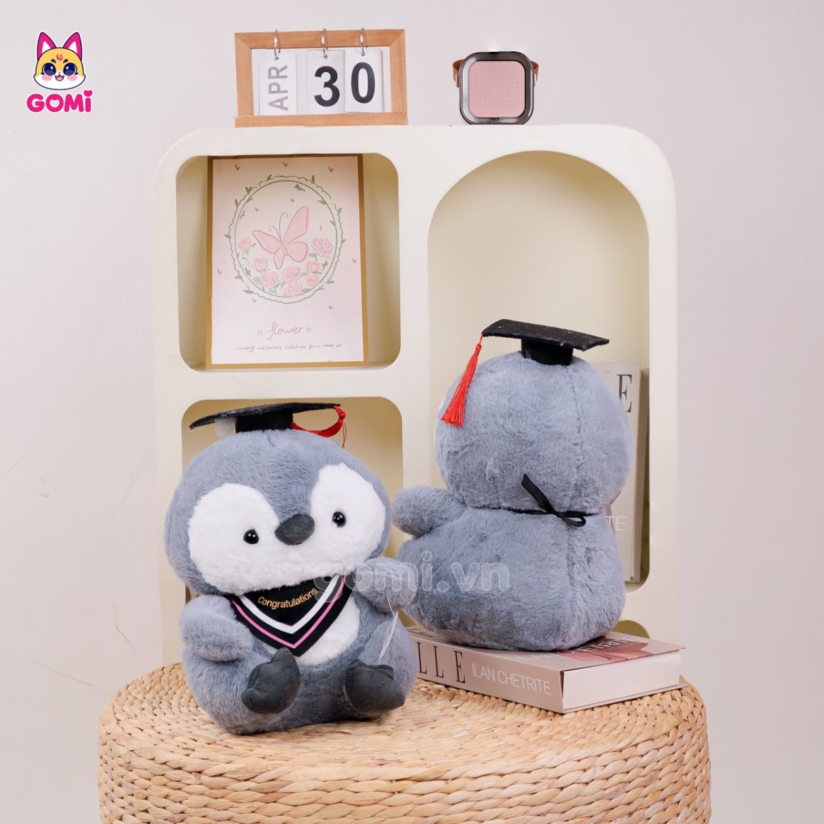 Gấu Bông Tốt Nghiệp Cánh Cụt Xám