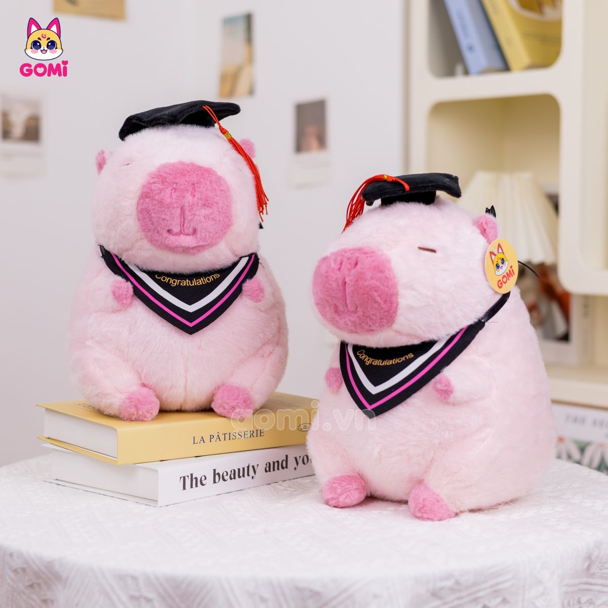 Gấu Bông Tốt Nghiệp Capybara Hồng