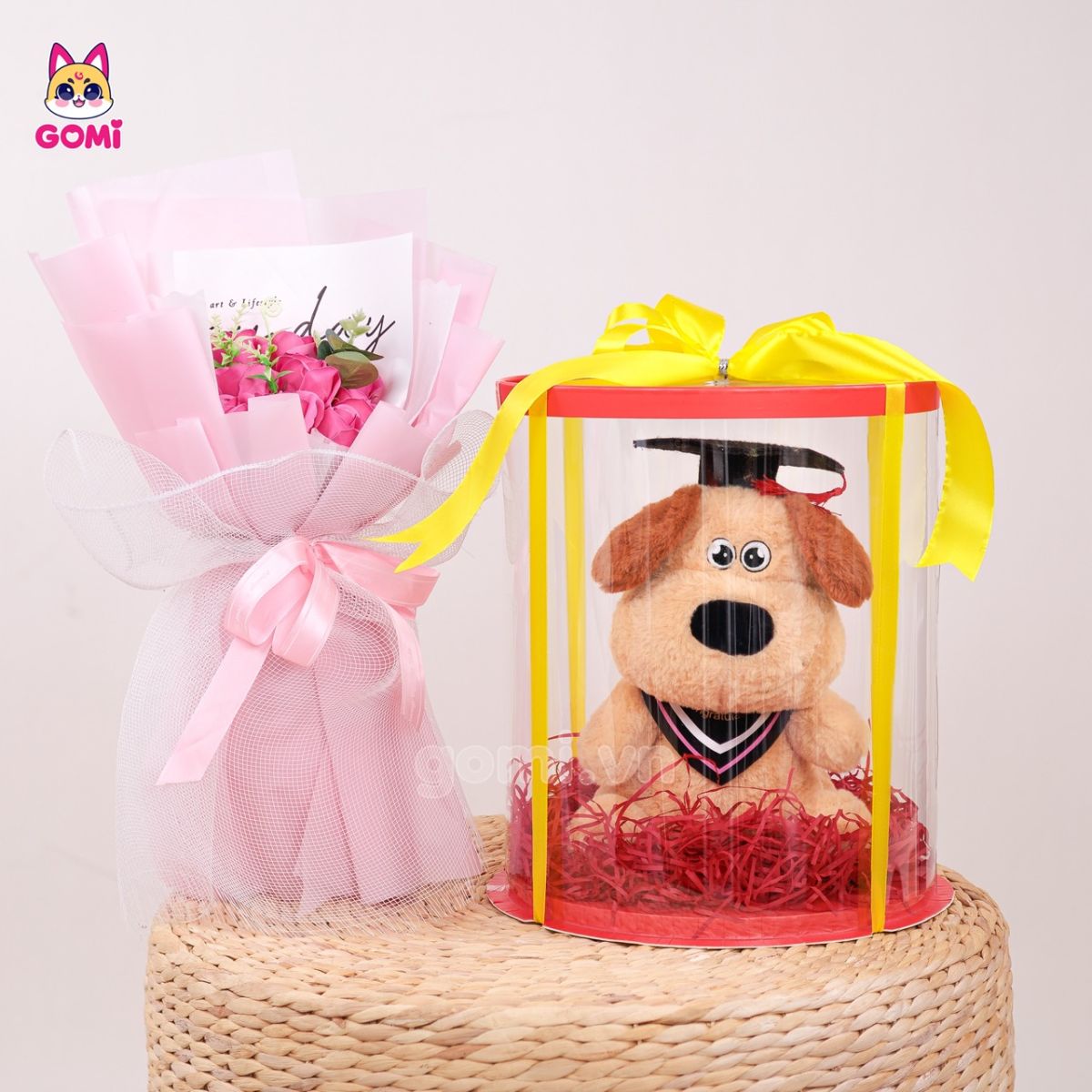 Gấu Bông Tốt Nghiệp Chó Kem Tai Nâu