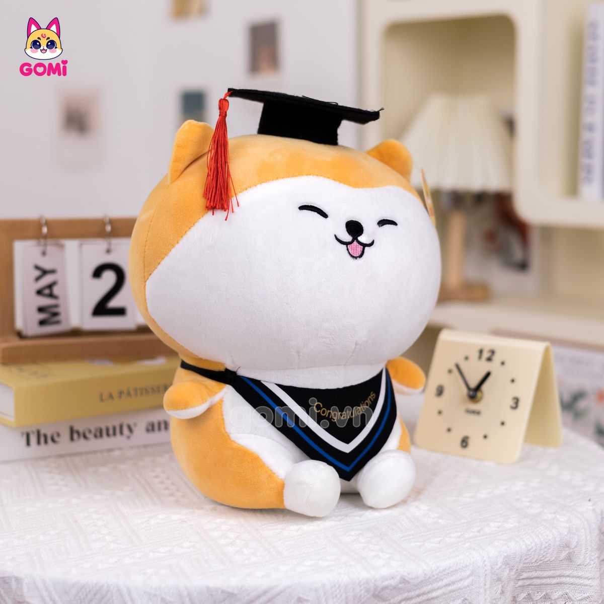 Gấu Bông Tốt Nghiệp Shiba Vàng