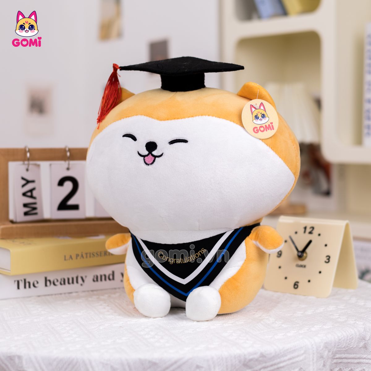 Gấu Bông Tốt Nghiệp Shiba Vàng