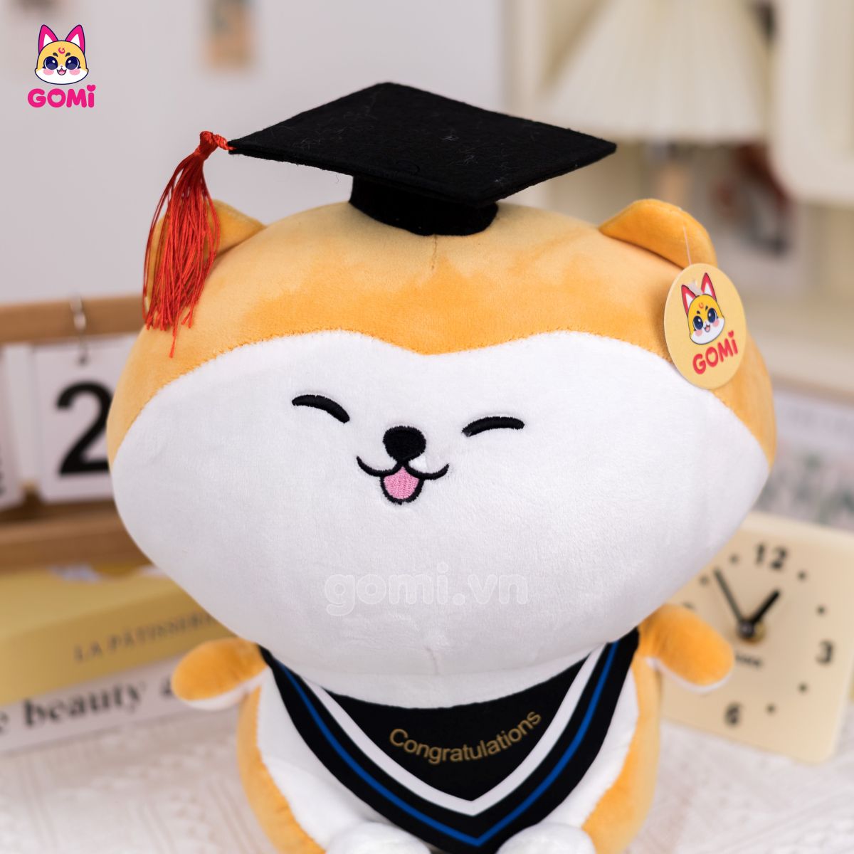 Gấu Bông Tốt Nghiệp Shiba Vàng